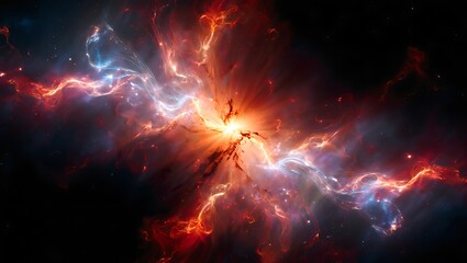 A stunning nebula with vibrant colors and cosmic energy in deep space