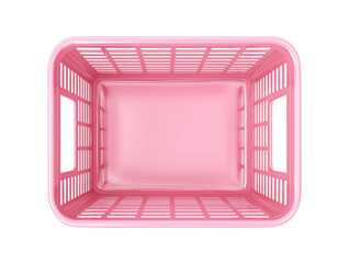 Empty pink plastic shopping basket on transparent background