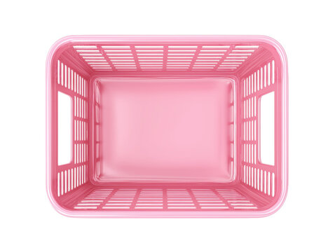 Empty pink plastic shopping basket on transparent background