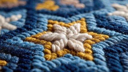 Close-up of intricate embroidered textile