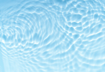 Water Background, Summer at pool with blue wave of drop splash surface with white light effect,Nature sea abstarct circle pattern baground for Spa, cosmetic product,Summer or Spring  freshness banner