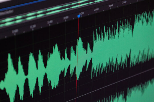 Abstract audio spectrum with clean vector lines and glowing highlights, ideal for digital sound projects.