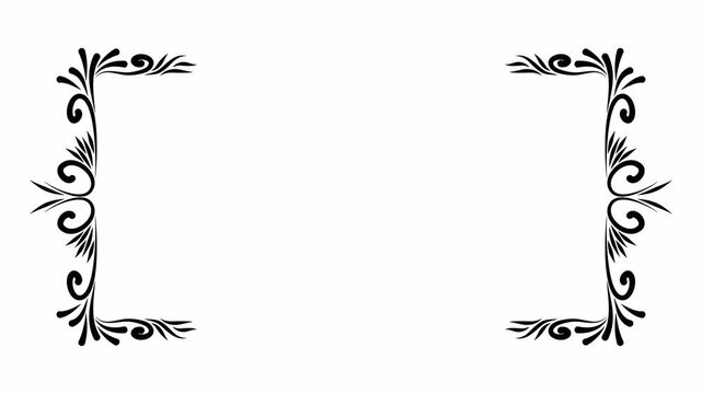 Growing floral corner border animation. Video clip with alpha channel.