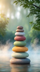 Obraz premium Stacked gradient colored pebbles harmonious b stacked pebbles
