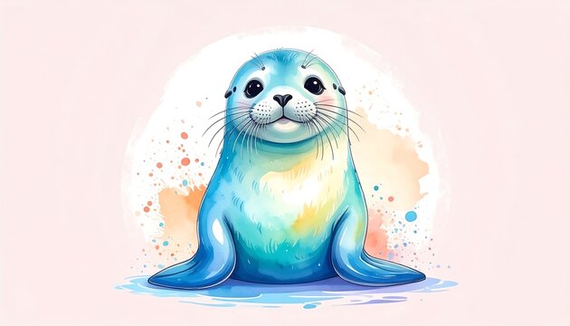 Cute cartoon seal illustration