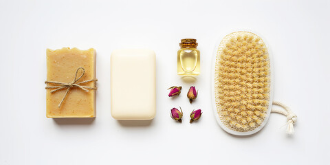 Pamper yourself with luxurious artisan soap, fragrant oils, and a rejuvenating brush