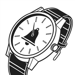A monochrome silhouette of a classic analog watch featuring a prominent digital notification bell icon, representing time-sensitive alerts.