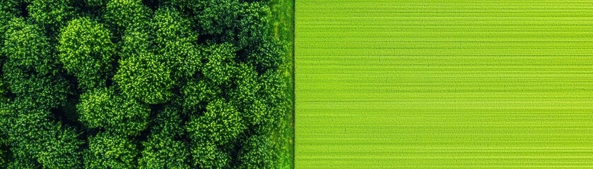 Aerial View of Lush Green Trees Next to Vibrant Agricultural Field