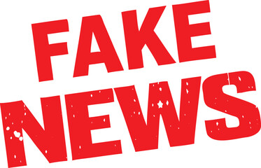 Red Fake News Stamp on White Background Misinformation, Propaganda, and Disinformation Concept