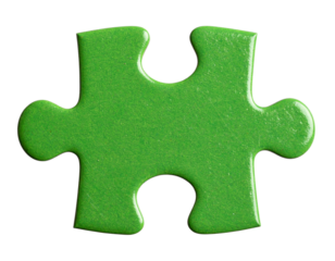 Close-Up of Green Puzzle Piece with Textured Grip Handle, Transparent PNG