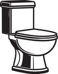 Modern Toilet Silhouette Vector | Black Bathroom Fixture Illustration Vector Format
