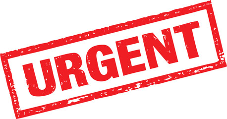 Red Ink Urgent Stamp Distressed with Rectangular Border on White Background, High Priority