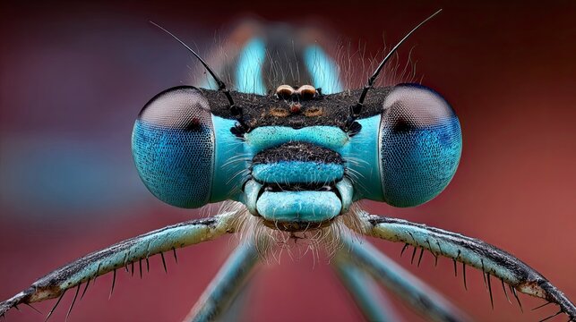 Closeup blue dragonfly head