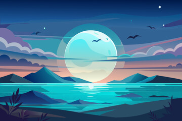 night landscape with moon