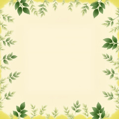 Fototapeta premium Elegant Nature-Inspired Background Featuring Green Leaves and Yellow Accents in Soft Style frame