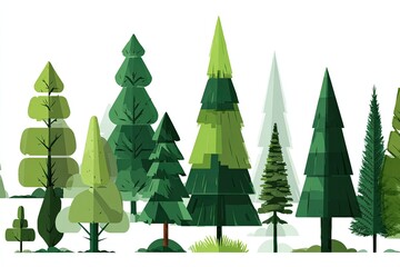 Forest scene with various stylized trees