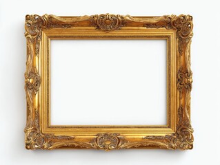 Gold ornate picture frame against a white background