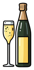 PNG Champagne cartoon bottle glass drink.