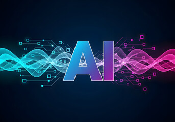 AI technology with digital waves and circuits artificial intelligence