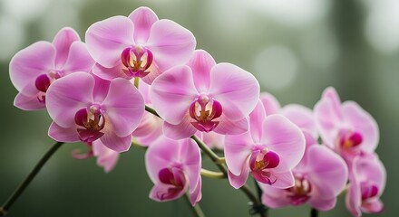 Beautiful Pink Orchid Flowers Blooming in Nature