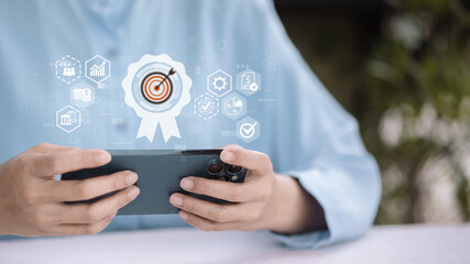 Mobile Achievement Badges and Goals Interface with Target Award