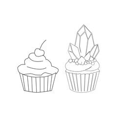 seamless pattern with cupcakes. Cupcake seamless pattern. Set Of cupcake. Cute Cupcakes Seamless Pattern. Vector illustration of cupcakes. Set of cakes.