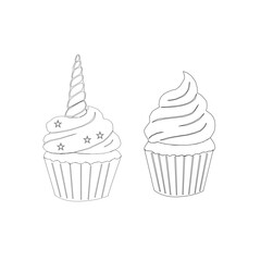 seamless pattern with cupcakes. Cupcake seamless pattern. Set Of cupcake. Cute Cupcakes Seamless Pattern. Vector illustration of cupcakes. Set of cakes.