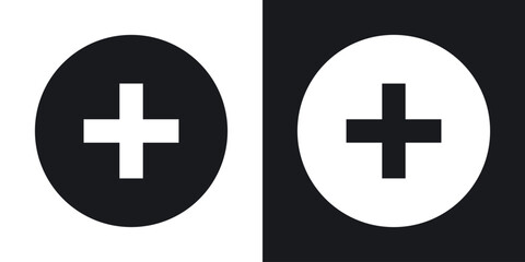 Obraz premium Plus icon flat, silhouette, vector illustrations. flat glyph designs