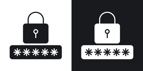 Password icon flat, silhouette, vector illustrations. flat glyph designs