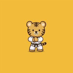 Cute Cartoon Illustration of a Tiger Practicing Karate in a Playful Style Perfect for Kids Designs and Graphics