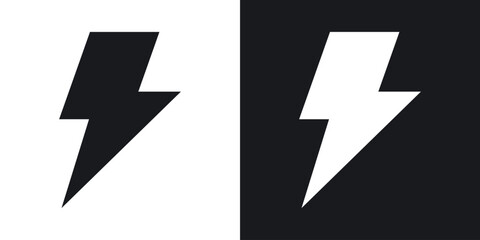 Lightning icon flat, silhouette, vector illustrations. flat glyph designs