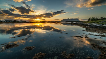 Serene Sunset Reflecting on Calm Waters.