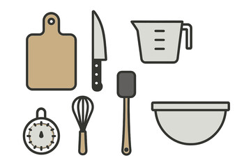 Essential kitchen tools for cooking and baking in a home environment