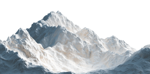 White Mountains Isolated: Jagged snowy peaks texture catch light for fantasy backdrops, matte painting, poster design.