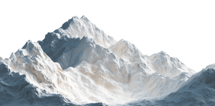 White Mountains Isolated: Jagged snowy peaks texture catch light for fantasy backdrops, matte painting, poster design.