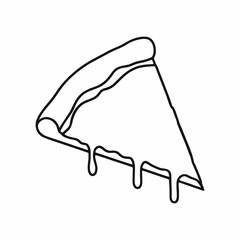 cheese pizza slice icon logo coloring book page isolated white background