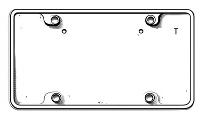 Blank license plate, outline drawing