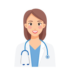 Fototapeta premium Smiling Female Doctor with Stethoscope Around Neck - AI Generated
