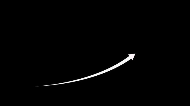 Abstract glowing neon swipe arrow. 4k animation. Down to up neon line arrow direction animation. Neon line raising business arrow.