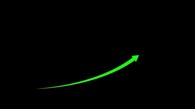 Abstract glowing neon swipe arrow. 4k animation. Down to up neon line arrow direction animation. Neon line raising business arrow.