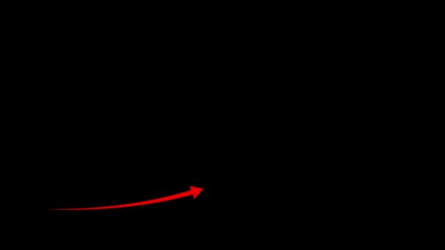 Abstract glowing neon swipe arrow. 4k animation. Down to up neon line arrow direction animation. Neon line raising business arrow.
