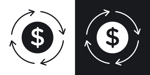 Cash flow icon flat, silhouette, vector illustrations. flat glyph designs
