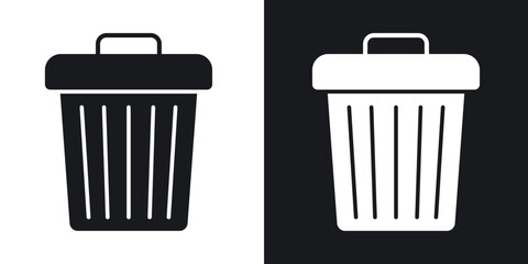 Bin icon flat, silhouette, vector illustrations. flat glyph designs