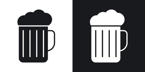 Beer mug icon flat, silhouette, vector illustrations. flat glyph designs