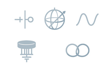 Abstract symbols representing science concepts and modern technology in a clean design