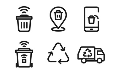 Innovative waste management icons for modern recycling and garbage disposal applications