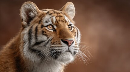 Obraz premium Adorable Lion with Tiger Stripes Wildlife Photography Studio Setting Close-Up View Bold Artistic Concept