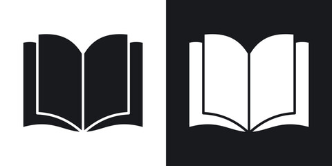 open book icon flat, silhouette, vector illustrations. flat glyph designs
