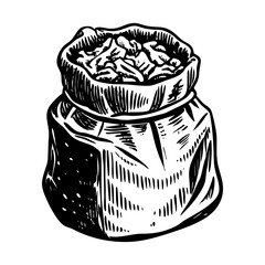 A vintage style illustration depicting climbing chalk bag