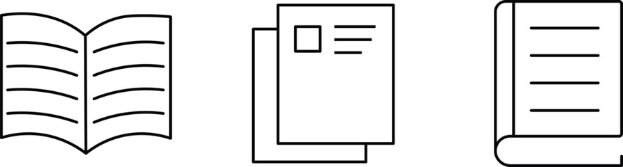 Book icon set. open book icon set. Book, library, reading, magazine, dictionary, e-book, school, paper, story and more... Vector illustration
